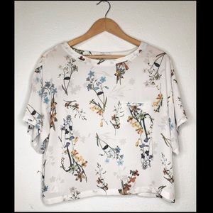 Autograph White Floral Crop Tee SZ6
